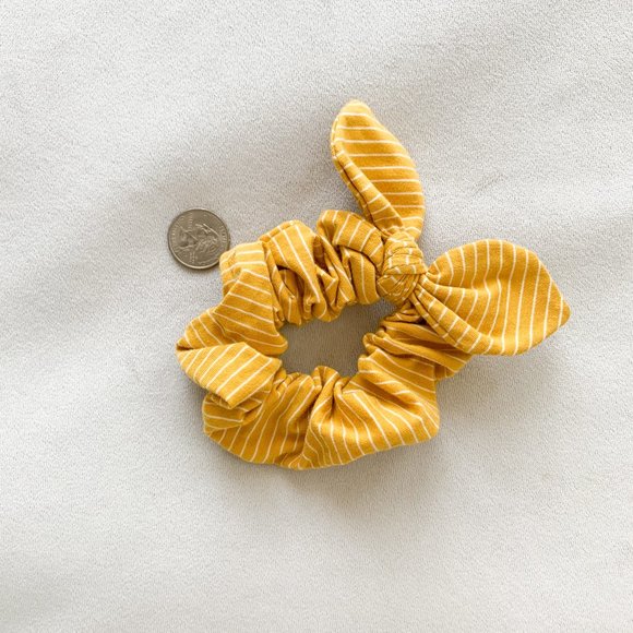Yellow Striped Bow Scrunchie - Picture 3 of 3